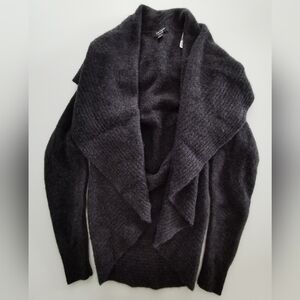 Lord & Taylor Thick 100% Pure Cashmere Charcoal Grey Sweater Cardigan